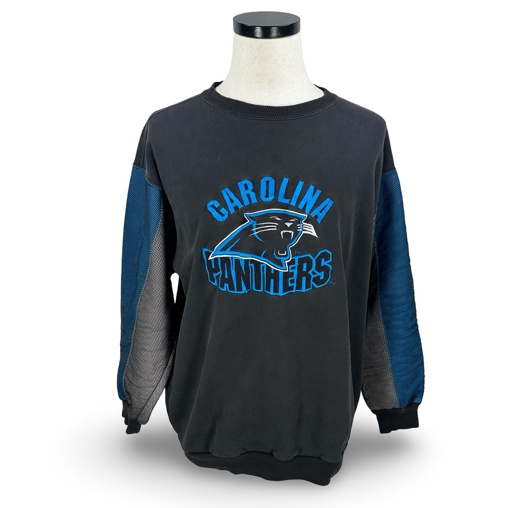 Vintage‎ Carolina Panthers The Game Sweatshirt Mens Medium Black Mesh Sleeve NFL